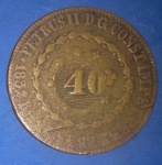 Moedas/ Brasil - Cobre !!! 80 réis com carimbo de 40  réis !!! Império  !! Ano de 1832 R  !!