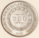Moeda do Brasil: 200 Réis 1865 - Flor de Cunho -   - Prata