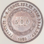 Moeda do Brasil: 500 Réis 1860 - Flor de Cunho -  Prata