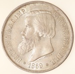 Moeda do Brasil: 2000 Réis 1869 - Maravilhosa - Belo brilho de cunhagem  -  Prata