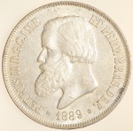 Moeda do Brasil: 2000 Réis 1889 - Variante ramo de café solto - Soberba / Flor de cunho - Lindo brilho de cunhagem  -  Prata