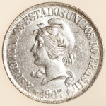 Moeda do Brasil: 500 Réis 1907 - Flor de Cunho - Maravilhosa  -  Prata