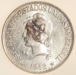 Moeda do Brasil: 1000 Réis 1912 - Flor de Cunho - Maravilhosa - Belo brilho de cunhagem  -  Prata