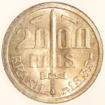 Moeda do Brasil: 2000 Réis 1935 - Flor de Cunho - Linda tonalidade colorido, muito brilho de cunhagem presente -  Prata