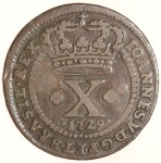 Moeda do Brasil: X Réis 1729 Bahia  -  Cobre
