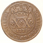 Moeda do Brasil: XX Réis 1774 L - Soberba / Flor de Cunho -  Cobre
