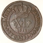 Moeda do Brasil: XL Réis 1816 Bahia - Soberba / FLor de Cunho -  Cobre
