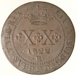 Moeda do Brasil: XX Réis 1822 Rio - Soberba / Flor de Cunho  -  Cobre
