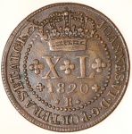 Moeda do Brasil: XL Réis 1820 Rio - Soberba -  Cobre