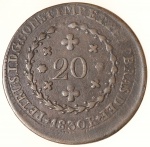 Moeda do Brasil: 20 Réis 1830 Rio - BONÉ - ERRO - Soberba -  Cobre