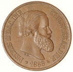 Moeda do Brasil: 20 Réis 1868 - Flor de Cunho - laminação no reverso -  Bronze