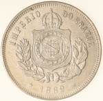 Moeda do Brasil: 200 Réis 1889 - Soberba / Flor de Cunho   - Niquel