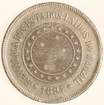 Moeda do Brasil: 100 Réis 1894 - Flor de Cunho  - Niquel