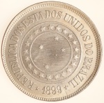 Moeda do Brasil: 200 Réis 1899 - Flor de Cunho   - Niquel - Maravilhosa