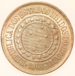 Moeda do Brasil: 40 Réis 1901 - Flor de Cunho - Maravilhosa - Bronze