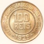 Moeda do Brasil: 100 Réis 1929 - Flor de Cunho  - Cuproníquel