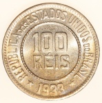 Moeda do Brasil: 100 Réis 1933 - Flor de Cunho Exepcional -  - Cuproníquel