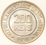 Moeda do Brasil: 200 Réis 1931 - Flor de Cunho  - Cuproníquel