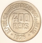 Moeda do Brasil: 400 Réis 1926 - Flor de Cunho - Cuproníquel