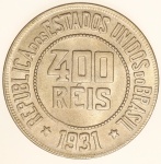 Moeda do Brasil: 400 Réis 1931 - Flor de Cunho - Cuproníquel