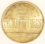 Moeda do Brasil: 500 Réis 1936 - Flor de Cunho Exepcional   - Bronze Aluminio