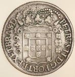 Moeda do Brasil: 640 Réis 1695 Coroa Larga (B) - Al P112 - Prata - MBC/S