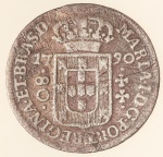 Moeda do Brasil: 80 Réis 1790 (L) - Coroa Baixa - Al P342 - Prata - Sob-