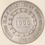 Moeda do Brasil: 1000 Réis 1859 - Al P607 - Prata - Sob-