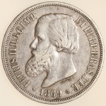 Moeda do Brasil: 1000 Réis 1869 - Al P632 - Prata - Sob