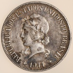 Moeda do Brasil: 1000 Réis 1911 - Al P691 - Prata - Sob