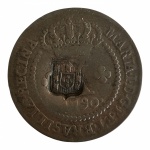 Moeda do Brasil: X Réis de 1790, 46 Pérolas com carimbo de escudete - Cobre