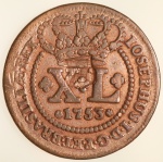 Moeda do Brasil: XL Réis 1753 - Com escudete 
