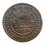 Moeda do Brasil:  XL Réis 1757 GUINEAE, 49 Pérolas, com carimbo de escudete.  Comprada encontro Goiania do Gilberto Bailão. 24/05/2025.  - Cobre