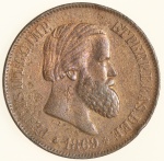 Moeda do Brasil: 20 Réis 1869 c/ Ponto - Al B788 - Bronze 
