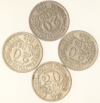 Moeda do Brasil: Lote contendo 4 moedas de 20 Réis - 1918, 1919 e 2 de 1920