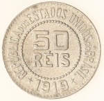 Moeda do Brasil: 50 Réis 1919 - Soberba / Flor de Cunho
