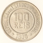 Moeda do Brasil: 100 Réis 1935 - Flor de Cunho - Cuproníquel