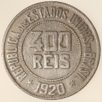 Moeda do Brasil: 400 Réis 1920 - Al V110 - Niquel - Sob-