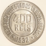 Moeda do Brasil: 400 Réis 1932 - Flor de Cunho - Possui Hairlines 