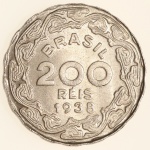 Moeda do Brasil: 200 Réis 1938 - Flor de Cunho 