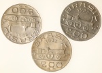Moeda do Brasil: Lote contendo 3 moedas de 200 Réis 1938 - Flor de Cunho