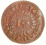 Moeda de Portugal: 1 1/2 Réis  1703  - Cobre