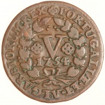 Moeda de Portugal: V Réis 1754  - Cobre