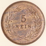 Moeda de Portugal: 5 Réis 1899 -  Flor de  Cunho  -  bronze