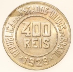 Moeda do Brasil: 400 Réis 1929 - FLor de Cunho Exepcional - Cupro Niquel