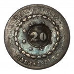 Moeda do Brasil: 80 Réis 1831G 24T, carimbo Geral de 20 - Cobre