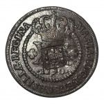 Moeda do Brasil: XX Réis 1790 CB 45P. Com Carimbo Escudete. Cobre