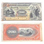 Rarissima Cédula Particular, República, " AMOSTRA ", BRASIL - 200 Mil Réis 1890 - BANCO DA R