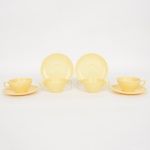 DIVERSOS, quatro (4) xícaras para café, confeccionadas em polímero, tonalidade creme, marca GOYANA, sinaisde uso, vide foto.