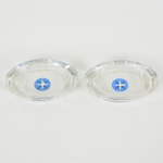 DIVERSOS, par (2) cinzeiros individuais, incolores e translúcidos, com propaganda da VARIG (Viação Aérea Rio-Grandense, fundada por Otto Ernest Meyer no ano de 1927 em Porto Alegre, RS; em 2010 foi decretada a sua falência),medindo 7,5 x 5 cm, vide foto.